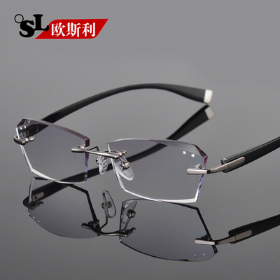 配成品近視眼鏡框 男 韓國鉆石切邊眼鏡無框眼鏡架超輕tr90眼睛框 - 360購物